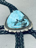 Sensational Vintage Native American Navajo Blue Diamond Turquoise Sterling Silver Bolo Tie-Nativo Arts
