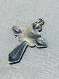 Wonderful Vintage Native American Navajo Sterling Silver Cross Pendant Signed-Nativo Arts