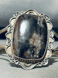 Midnight Dreamy Agate Vintage Native American Navajo Sterling Silver Bracelet-Nativo Arts