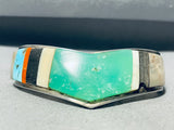 5.5 Inch Wrist Vintage Native American Navajo Turquoise Inlay Sterling Silver Bracelet-Nativo Arts
