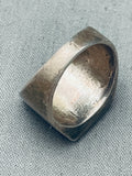 Thicker Vintage Navajo Turquoise Pearl Inlay Sterling Silver Ring-Nativo Arts