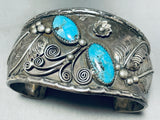 Opulent Vintage Native American Navajo Blue Gem Turquoise Sterling Silver Bracelet-Nativo Arts