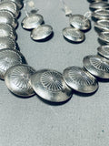 Gorgeous!! Vintage Native American Navajo Sterling Silver Flat Bead Necklace-Nativo Arts