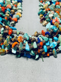 Colorful Native American Navajo Turquoise Coral Lapis Sterling Silver Necklace-Nativo Arts