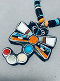 Native American Gasp! Santo Domingo Dragonfly Turquoise Inlay Sterling Silver Necklace-Nativo Arts