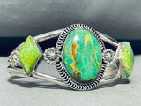 Dropdead Fabulous Native American Navajo Gaspeite Sterling Silver Bracelet Cuff-Nativo Arts