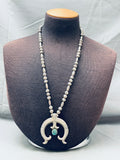 Womens Vintage Native American Navajo Spiderweb Turquoise Sterling Silver Naja Necklace-Nativo Arts