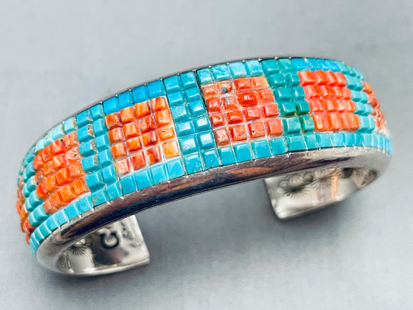 One Of The Most Intricate Ever 7 Inch Wrist Turquoise Inlay Bracelet-Nativo Arts