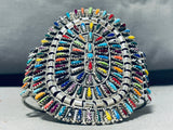 Unrivaled Native American Zuni Turquoise Multi Petit Point Sterling Silver Bracelet-Nativo Arts