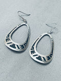 Thomas Singer Breathtaking Vintage Native American Navajo Overlay Sterling Silver Earrings-Nativo Arts