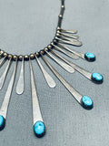 Dangling Turquoise Vintage Native American Navajo Sterling Silver Necklace-Nativo Arts