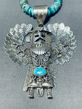 Magnificent Native American Navajo Blue Gem Turquoise Sterling Silver Kachina Necklace-Nativo Arts