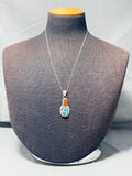 Unique Vintage Native American Navajo Sleeping Beauty Turquoise Sterling Silver Necklace-Nativo Arts