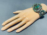 Superior Vintage Native American Navajo Green Turquoise Sterling Silver Bracelet-Nativo Arts