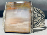 One Of The Best Ever Vintage Native American Navajo Squared foggy Agate Sterling Silver Bracelet-Nativo Arts