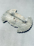 Justin Wilson Vintage Native American Navajo Blue Turquoise Sterling Silver Pin-Nativo Arts