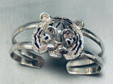 Face The Tiger!!! Vintage Sterling Silver Bracelet Cuff-Nativo Arts