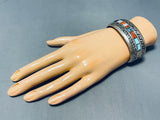 One Of The Best Vintage Native American Navajo Turquoise Inlay Sterling Silver Bracelet-Nativo Arts