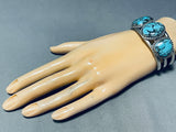 Rare Blue Diamond Turquoise!! Vintage Native American Navajo Sterling Silver Bracelet-Nativo Arts