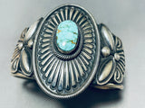 Heavy 71 Grams Vintage Native American Navajo Shield Turquoise Sterling Silver Bracelet-Nativo Arts