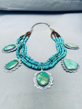 Mind Boggling Native American Navajo Turquoise Sterling Silver Heishi Necklace-Nativo Arts