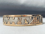 Floyd Becenti 1st Hallmark Vintage Native American Navajo Gold Sterling Silver Bangle Bracelet