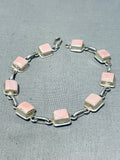 Elegant Vintage Native American Navajo Pink Shell Sterling Silver Bracelet-Nativo Arts