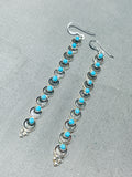 Remarkable Native American Zuni Sleeping Beauty Turquoise Sterling Silver Signed Earrings-Nativo Arts