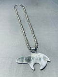 Important Vintage Native American Navajo Brownbear Inlay Turquoise Sterling Silver Necklace-Nativo Arts