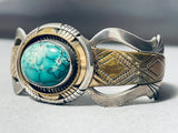 One Of Most Unique Ever Vintage Native American Navajo Turquoise Gold Sterling Silver Bracelet-Nativo Arts