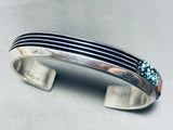 Abstract Vintage Native American Navajo Spiderweb Turquoise Sterling Silver Bracelet-Nativo Arts