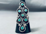 Towering Vintage Native American Navajo Turquoise Teardrop Sterling Silver Ring Old-Nativo Arts