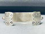 Native American Important Vintage Len Adakai Turquoise Inlay Sterling Silver Bracelet-Nativo Arts