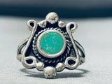 Earlier Vintage Native American Navajo Cerrillos Turquoise Sterling Silver Ring Old-Nativo Arts