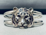 Face The Tiger!!! Vintage Sterling Silver Bracelet Cuff-Nativo Arts