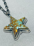 Important Vintage Native American Navajo Star Of Royston Turquoise Sterling Silver Necklace-Nativo Arts