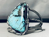 Blue Diamond And Rope Vintage Native American Navajo Turquoise Sterling Silver Bracelet-Nativo Arts