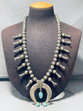 One Of The Best Vintage Native American Navajo Turquoise Sterling Silver Squash Blossom Necklace-Nativo Arts