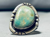 Vintage Navajo Royston Turquoise Sterling Silver Ring – Large Stone Size 10.5-Nativo Arts
