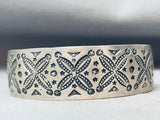 Detailed Flower Vintage Native American Navajo Sterling Silver Bracelet Cuff-Nativo Arts