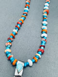 Super Intricate Native American Navajo Bear Turquoise Inlay Sterling Silver Necklace-Nativo Arts