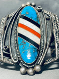 One Of The Best Ever Vintage Native American Navajo Inlay Turquoise Sterling Silver Bracelet-Nativo Arts