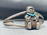 Intricate Storyteller Vintage Native American Navajo Turquoise Sterling Silver Bracelet-Nativo Arts