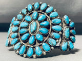 Museum Vintage Native American Navajo Turquoise Teardrop Sterling Silver Bracelet Old-Nativo Arts