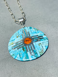 Native American Ambrosio Chavez Vintage Santo Domingo Turquoise Sterling Silver Necklace-Nativo Arts