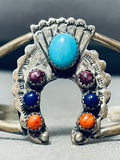 Horse Shoe Vintage Native American Navajo Turquoise Spiny Oyster Sterling Silver Bracelet-Nativo Arts