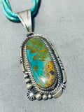 Signed Vintage Native American Navajo Royston Turquoise Sterling Silver Necklace-Nativo Arts