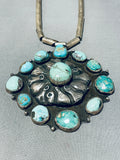 One Of Most Unique Vintage Native American Navajo Turquoise Flower Sterling Silver Necklace-Nativo Arts