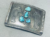 Standing Bear!! Vintage Native American Navajo Turquoise Sterling Silver Bracelet-Nativo Arts