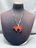 Spiny Shell Native American Navajo Bear Sterling Silver Necklace-Nativo Arts